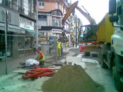 Travaux d'aménagement du centre-ville de Lens en 2006